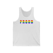 Load image into Gallery viewer, Pride PROUD Unisex Jersey Tank
