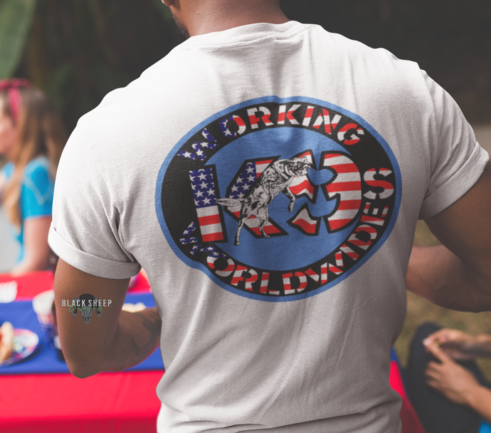 WK9WW Working K9s Worldwide USA  FLAG T-shirt