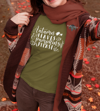 Load image into Gallery viewer, Autumn Leaves and Pumpkins Please | Autumn T-Shirt | Pumpkin Fall Harvest Shirt | Fall T-Shirt | Unisex Cotton Tee
