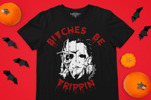 Load image into Gallery viewer, Bloody Bitches Be Trippin Horror Movie Faces Graphic T-Shirt
