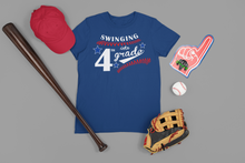 Load image into Gallery viewer, Swinging into 4th Grade Baseball Themed Cotton T-Shirt
