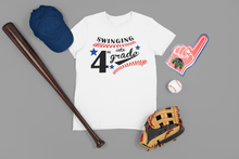 Load image into Gallery viewer, Swinging into 4th Grade Baseball Themed Cotton T-Shirt
