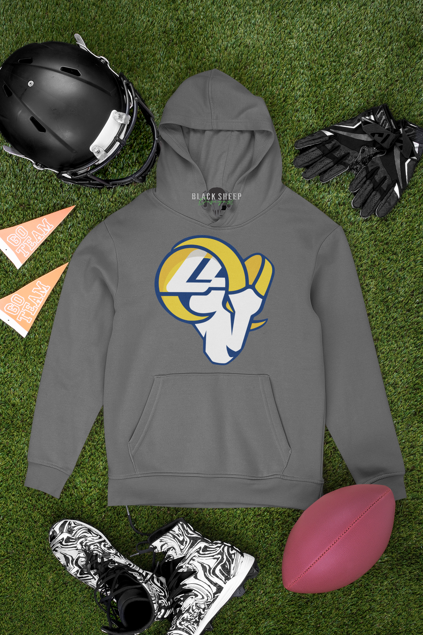 Black Graphic LA Rams Hoodie