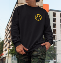 Load image into Gallery viewer, Sharing is Caring Smiley Crewneck Fleece Sweater
