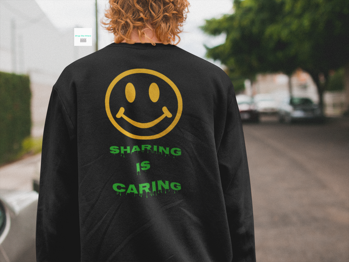 Sharing is Caring Smiley Crewneck Fleece Sweater