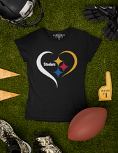 Load image into Gallery viewer, Pittsburg Steelers Women&#39;s Heart II Love II Tailgate Tee and Racerback Tank
