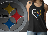 Load image into Gallery viewer, Pittsburg Steelers Women&#39;s Heart II Love II Tailgate Tee and Racerback Tank
