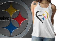 Load image into Gallery viewer, Pittsburg Steelers Women&#39;s Heart II Love II Tailgate Tee and Racerback Tank
